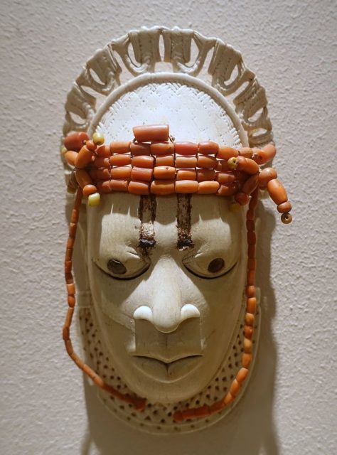 The Benin ivory mask is a sculptural portrait of the Queen Mother Idia