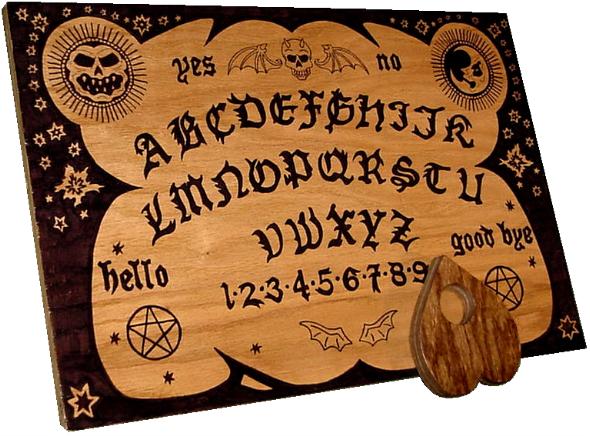 A modern Ouija board plus planchette.