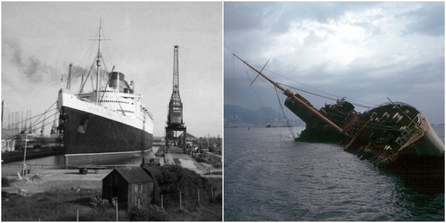 The Wreck Of Rms Queen Elizabeth Hong Kong Harbor