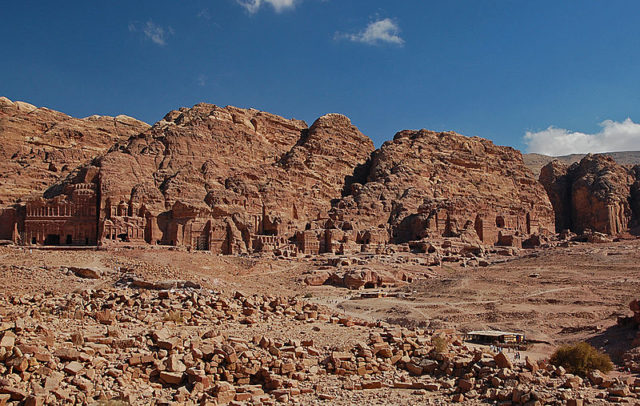 View of the Royal Tombs in Petra, Jordan. Photo by Carlalexanderlukas CC BY-SA 3.0