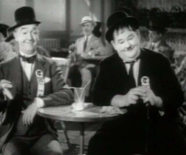 Stan Laurel and Oliver Hardy in the opening scenes of their 1939 ‘The Flying Deuces’.