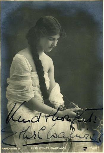 Signed photograph of Ethel Warwick.