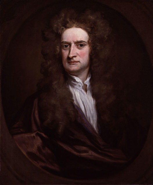 Newton in a 1702 portrait by Godfrey Kneller.
