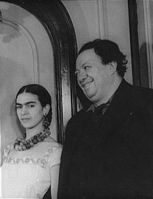 Frida Khalo with Diego Rivera in 1932