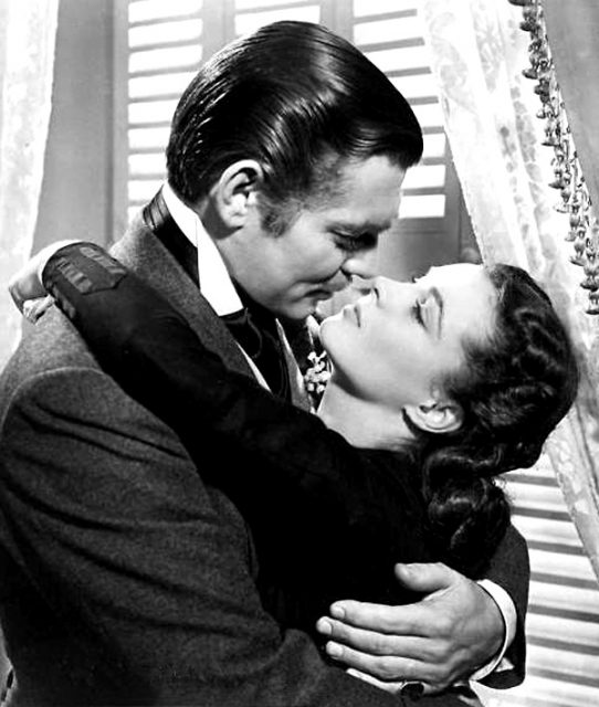 Clark Gable and Vivien Leigh strike an amorous pose in ‘Gone with the Wind’, 1939
