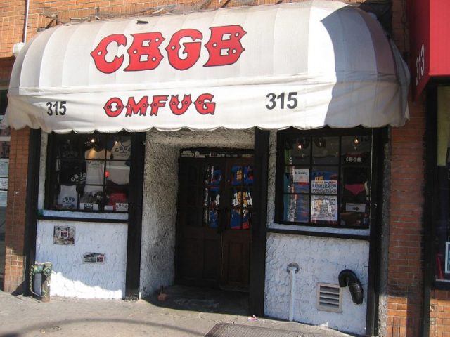 CBGB club facade, Bowery St, New York City. Photo by Adam Di Carlo CC BY-SA 3.0