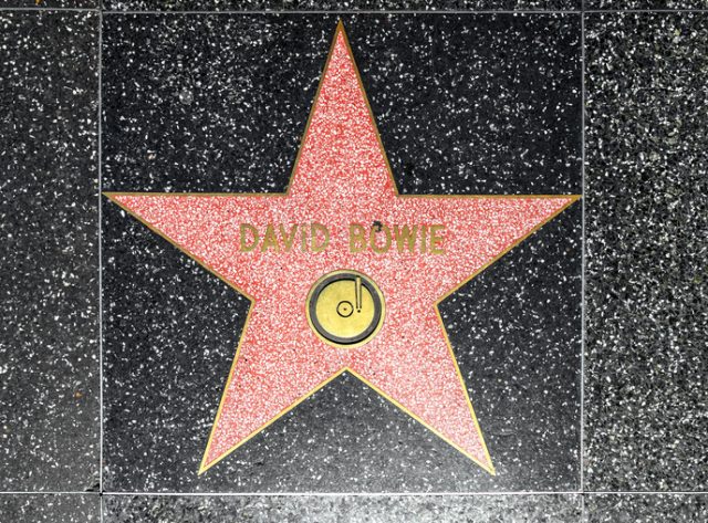 David Bowies star on Hollywood Walk of Fame in Hollywood, California. This star is located on Hollywood Blvd. and is one of 2400 celebrity stars.