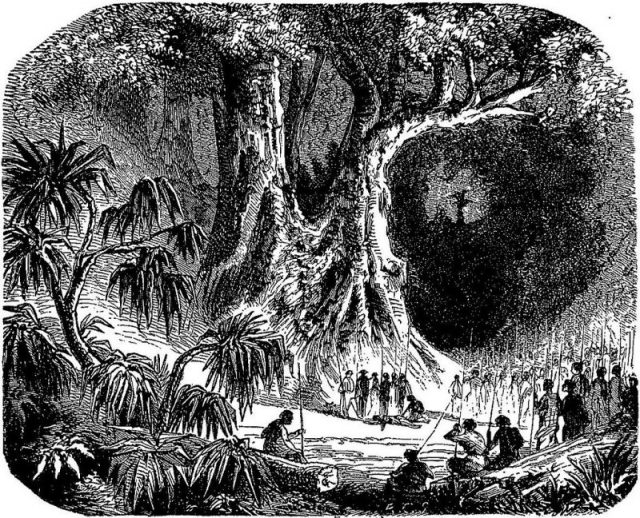 A 19th-century artist’s depiction of the tangena ordeal in Madagascar