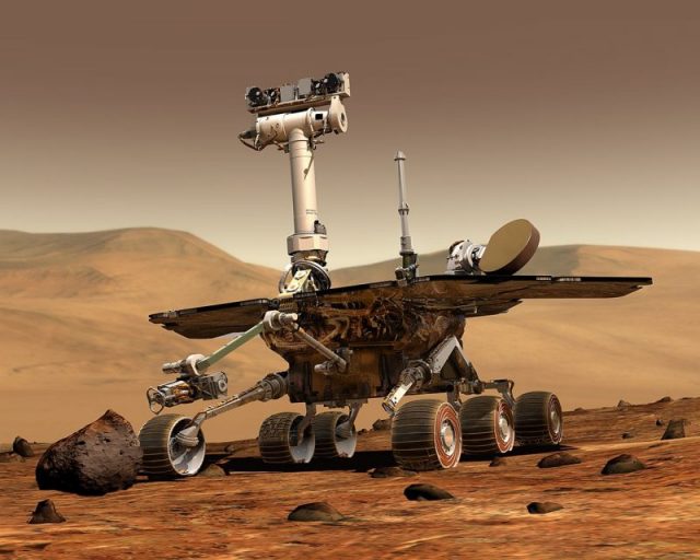 Artist’s rendering of a Mars Exploration Rover.