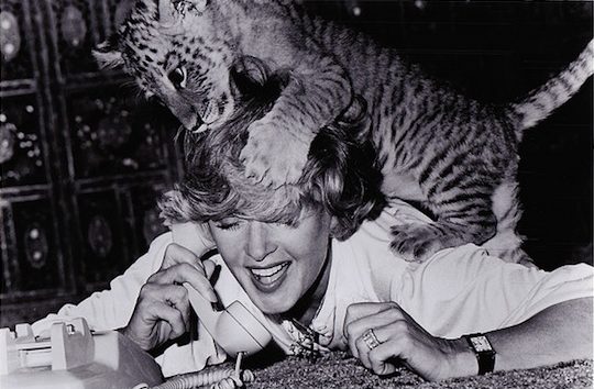 Hedren with a leopard cub in Roar (1981)