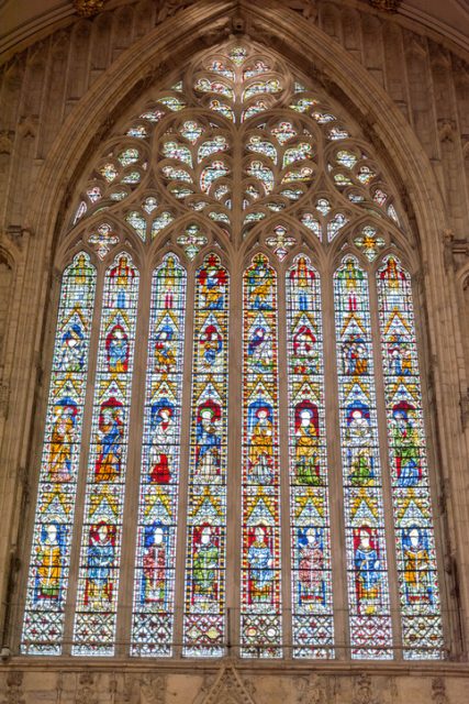 Stained glass window in York Minster cathedral