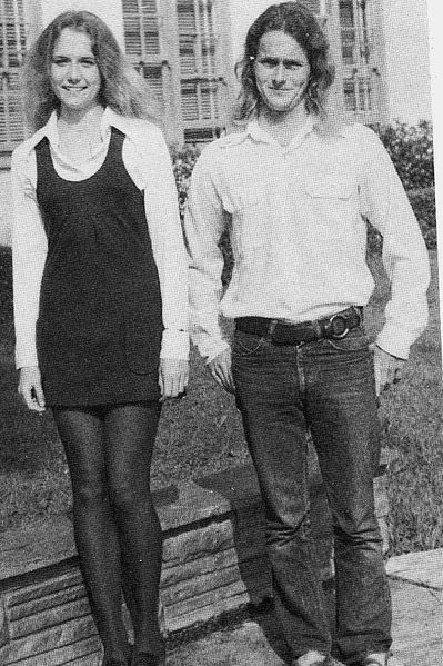 For men, wearing your hair long turned from hippie to mainstream. This couple were photographed in 1973.