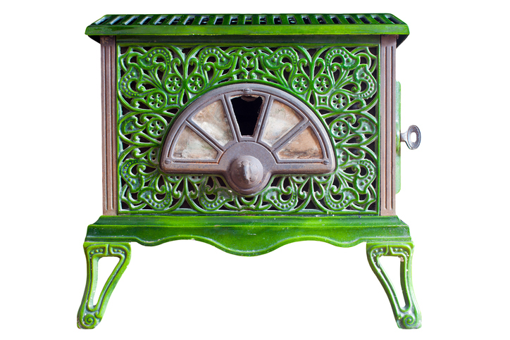 Beautifully decorated ornamental heat stove.