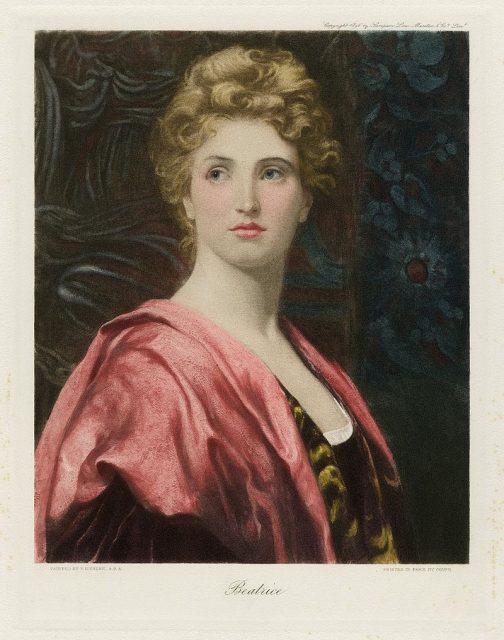 A painting of Beatrice by Frank Dicksee, from The Graphic Gallery of Shakespeare’s Heroines