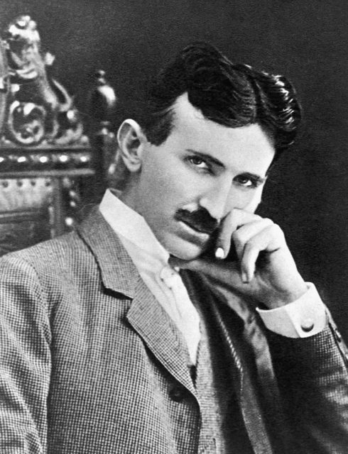 A photograph of Nikola Tesla (1856-1943) at age 40.