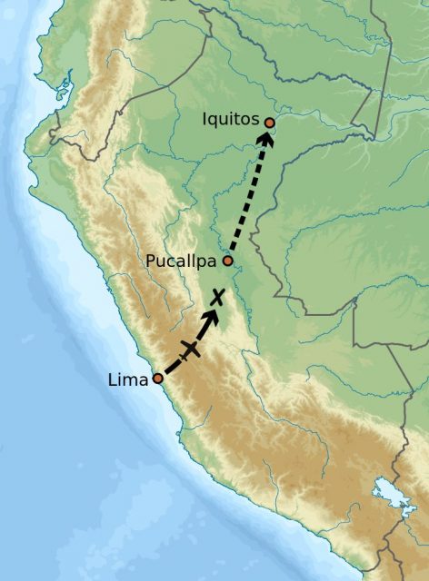 Approximate flight route of LANSA Flight 508. Photo by Urutsef CC BY SA 3.0