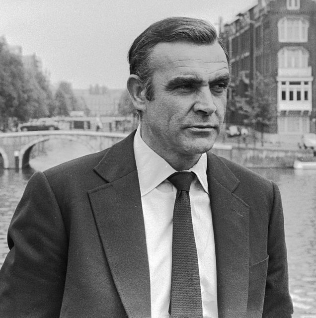 Connery during filming for “Diamonds Are Forever” in 1971. Photo by Mieremet, Rob / Anefo – Nationaal Archief CC BY-SA 3.0 nl