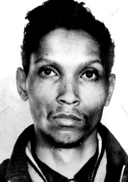 Detail of New York Police Department booking photograph (mugshot) April 1, 1964.
