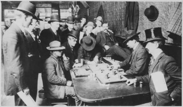 Gambling at the Orient Saloon in Bisbee, Arizona, c.1900. Photograph by C.S. Fly.
