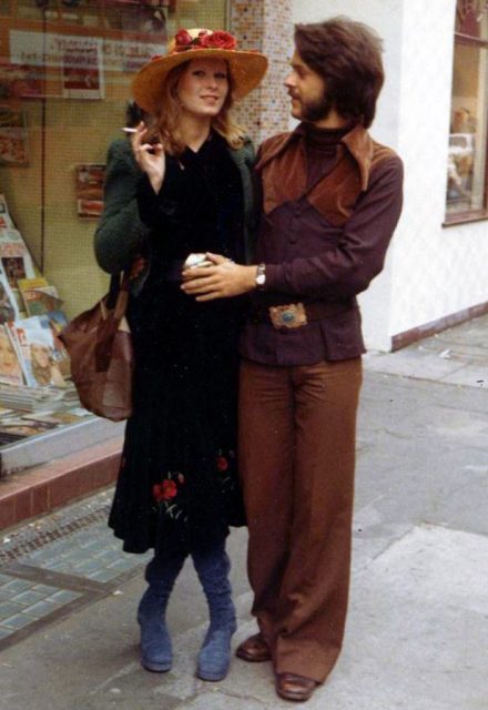 In Kings Road, London, 1971, Swedish jewelry designer Efva Attling and Lars Jacob.