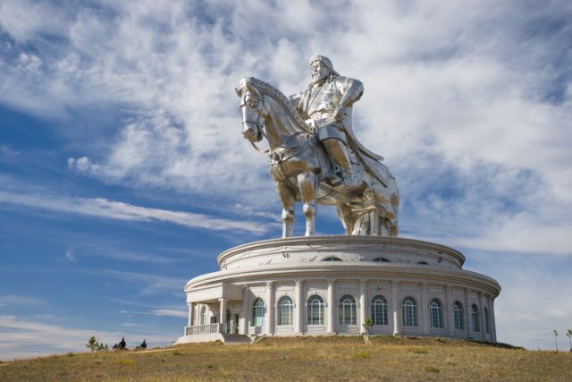 The world’s largest equestrian statue. The leader of Mongolia, Genghis Khan.