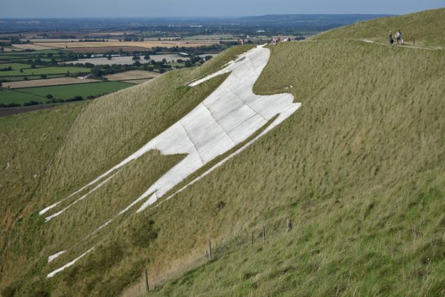Also known as Bratton White Horse, the origin of this hill figure is obscure but may be ancient. The original chalk figure was overlaid with concrete in the 1950s,