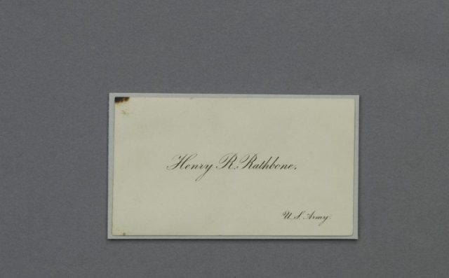 Calling card Henry R. Rathbone, U.S. Army. Artifact in the museum collection, National Park Service, Ford’s Theatre National Historic Site