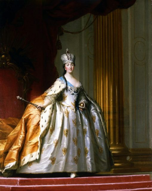 A portrait of Catherine the Great by Danish painter Vigilius Eriksen. She was crowned an Empress on July 9, 1762, and ruled the Russian Empire for the next 33 years.