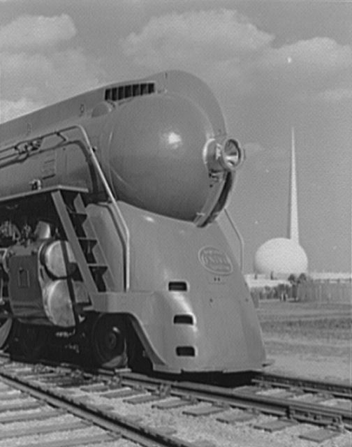 The new locomotives for the 1939 New York World’s Fair. This is the streamliner NYC Hudson.