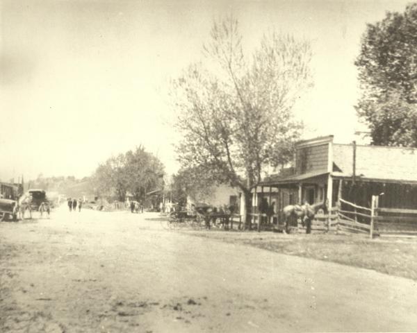 Pozo, California in the 1870s. The Pozo Saloon, which is still in business, is on the right. Built in 1858.