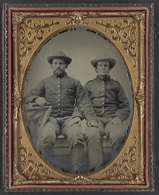 Private Charles Chapman of Company A, 10th Virginia Cavalry Regiment, left, and unidentified soldier.