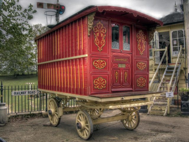 Romani caravan parked in an artistic setting. Photo by big-ashb-CC by 2.0Flickr