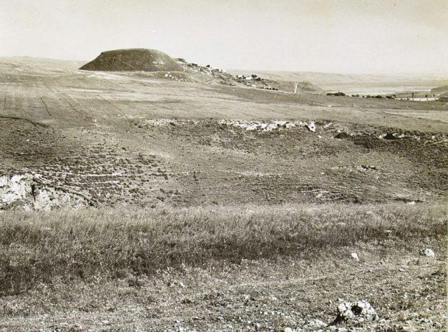 Tel Abel Beth Maacah, picture taken from the road in 1945. Photo by Israel Antiquities Authorities CC By SA 4.0