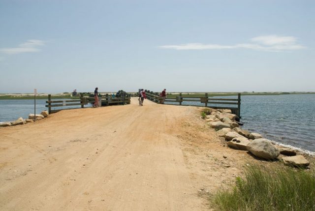 The Dike Bridge, Chappaquiddick, pictured here in 2008 with a guardrail.