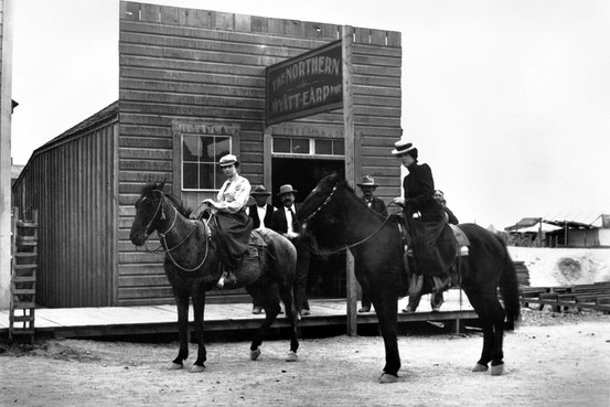 The Northern, Wyatt Earp’s saloon in Tonopah, Nevada, c.1902. The woman on horseback on the left may be Josie Earp.