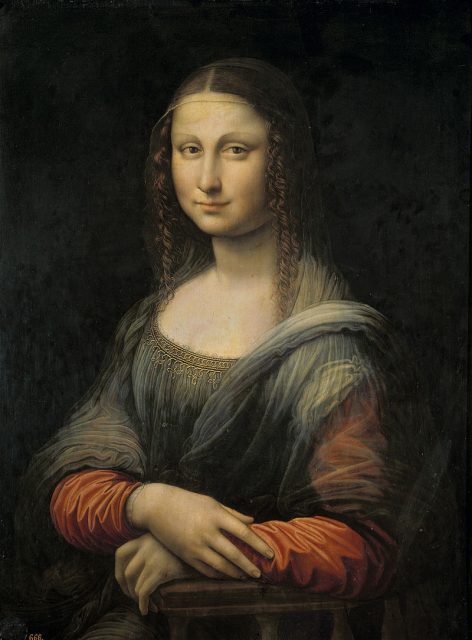 The Prado’s Mona Lisa before its restoration, with the black repaint of the landscape background.
