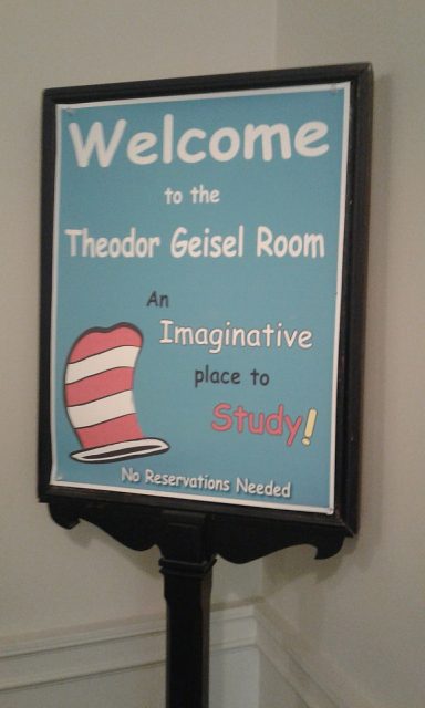 Theodor (Dr. Suess) Geisel Room in Baker Library building at Dartmouth College, Hanover, New Hampshire. Photo by Artaxerxes CC BY SA 4.0