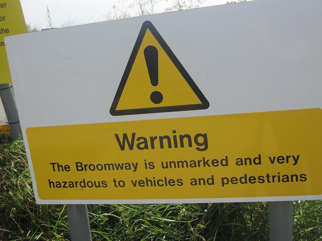 Warning sign – The Broomway. Photo by Liz Henry CC By 2.0