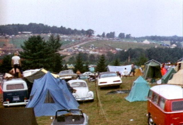 Tents and cars of spectators at Woodstock. Photo by: Derek Redmond CC BY-SA 3.0