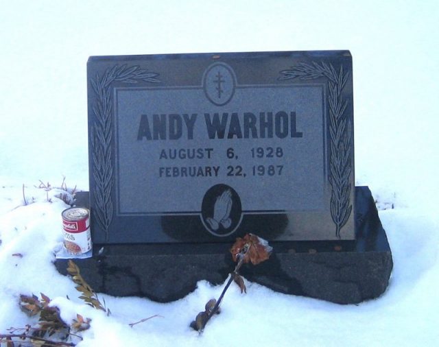 Andy Warhol tombstone, St. John the Baptist Byzantine Catholic Cemetery, Bethel Park, PA.
