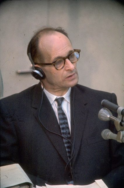 Adolf Eichmann photographed during his trial in Jerusalem, Israel, 1961.