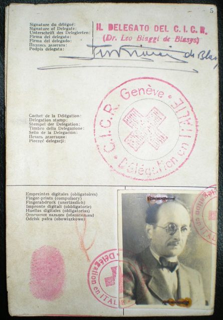 The Red Cross identity document Adolf Eichmann used to enter Argentina under the fake name Ricardo Klement in 1950, issued by the Italian delegation of the Red Cross of Geneva.