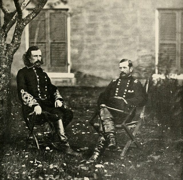 Custer (left) with Alfred Pleasonton in Autumn 1863.