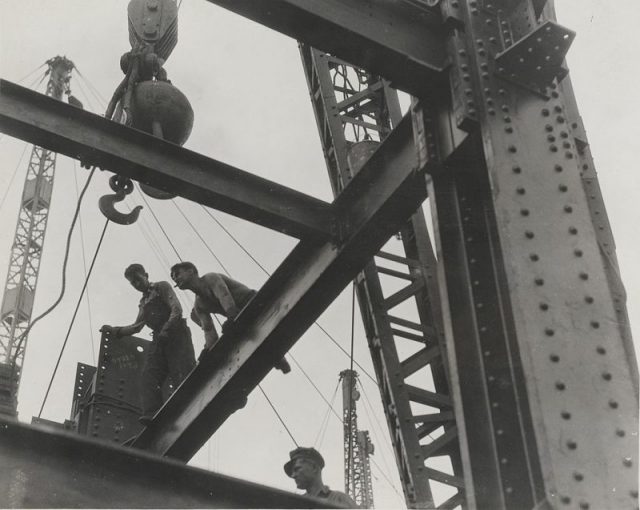 Empire State Building Girders and Workers.