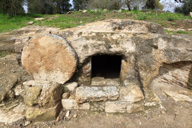 A tomb near Nazareth, Israel, that dates to the first century. It is similar to Christ’s tomb with the stone rolled over the entry.