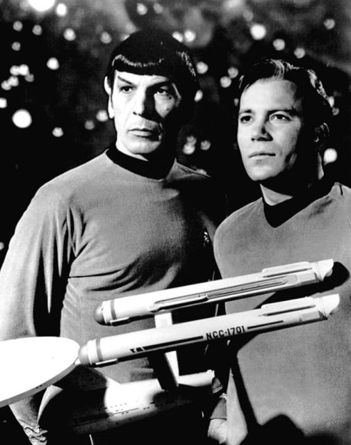 Spock, Kirk, and the USS Enterprise.