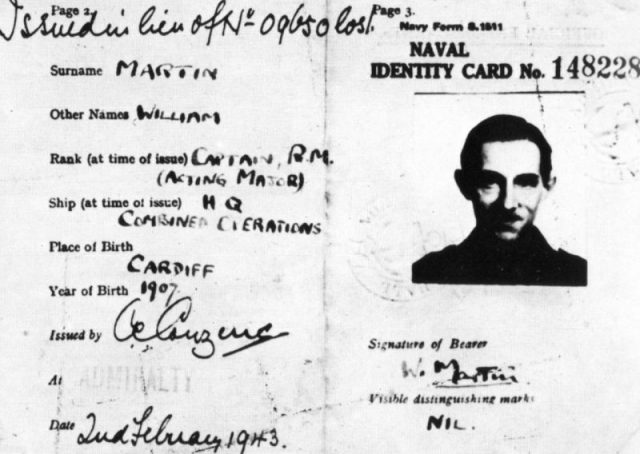 Naval identity card of Major Martin.