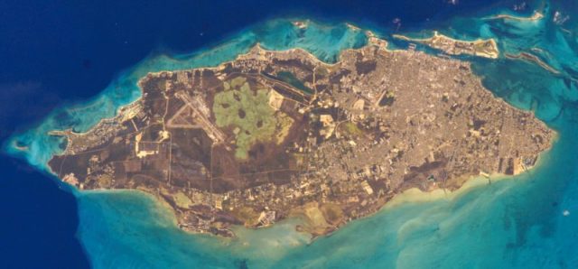 Satellite image of New Providence, Bahamas.