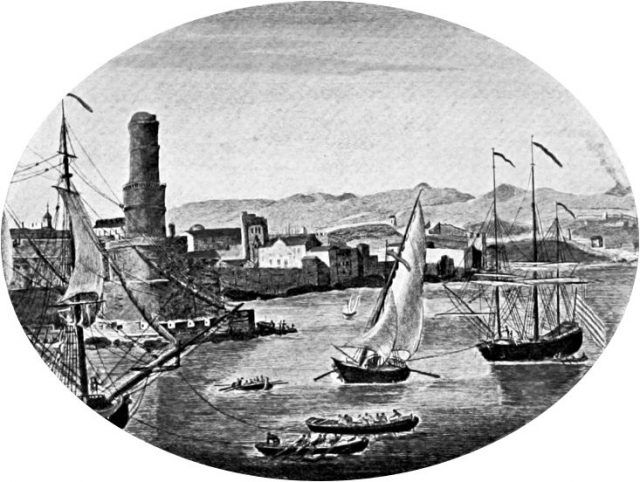 An illustration of pre-1692 Port Royal.