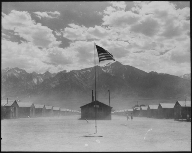 Dust storm at Manzanar War Relocation Center